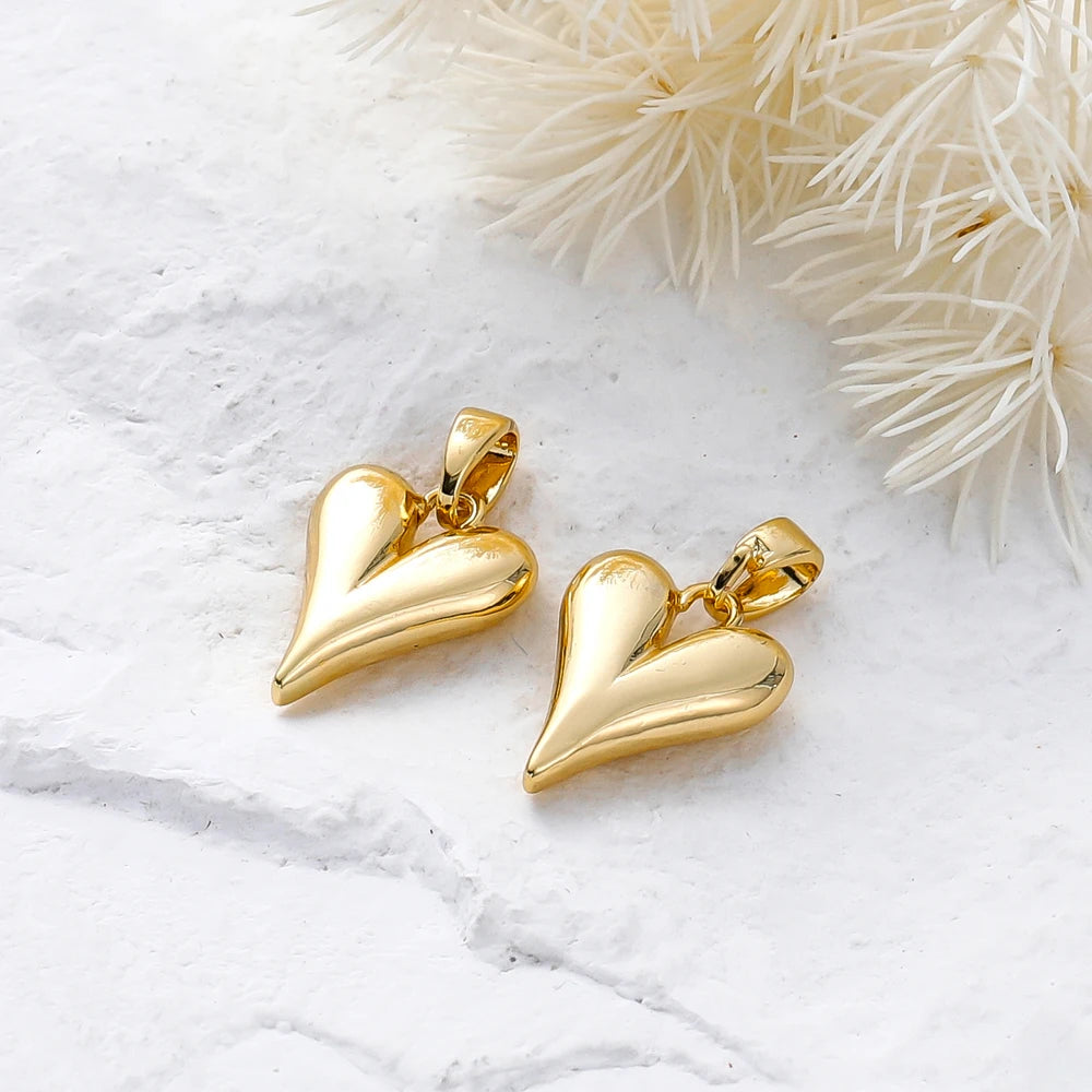 4pcs 18K Gold Plated Small Peach Heart Charms For Jewellery Making DIY Earrings