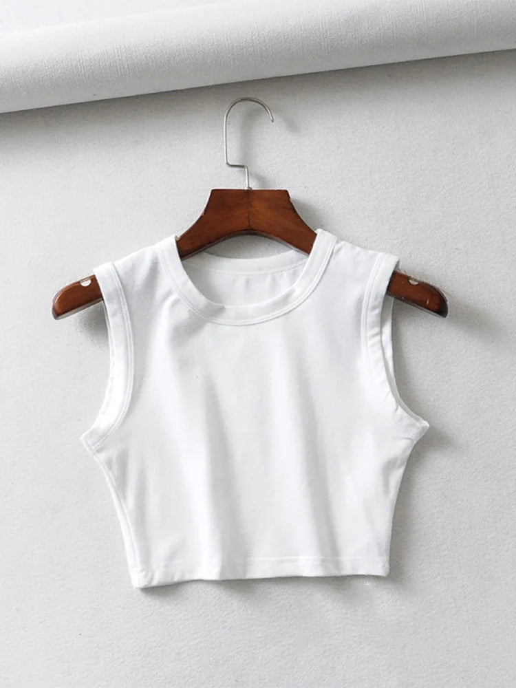 2024 Summer vintage white crop tops women biker black punk sexy tank top