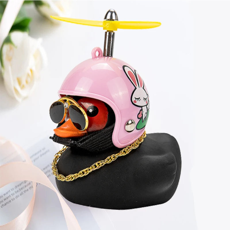 Car Duck With Helmet Broken Wind Pendant Small Yellow Duck Road Bike Motor Helmet Riding