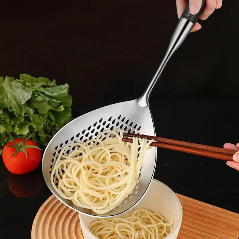 304 Stainless Steel Skimmer Strainer Slotted Ladle Mesh Deep Fryer Oil Frying Scoop