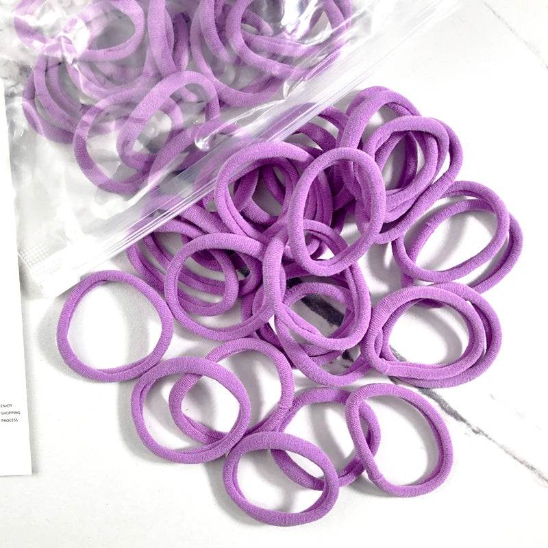 50PCS/100PCS Set Hair Bands for Women Girl Basic Rubber Ties Ropes 4cm