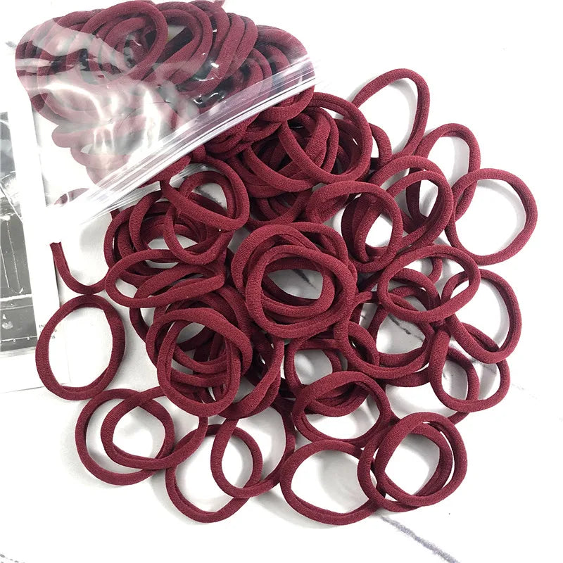 50PCS/100PCS Set Hair Bands for Women Girl Basic Rubber Ties Ropes 4cm