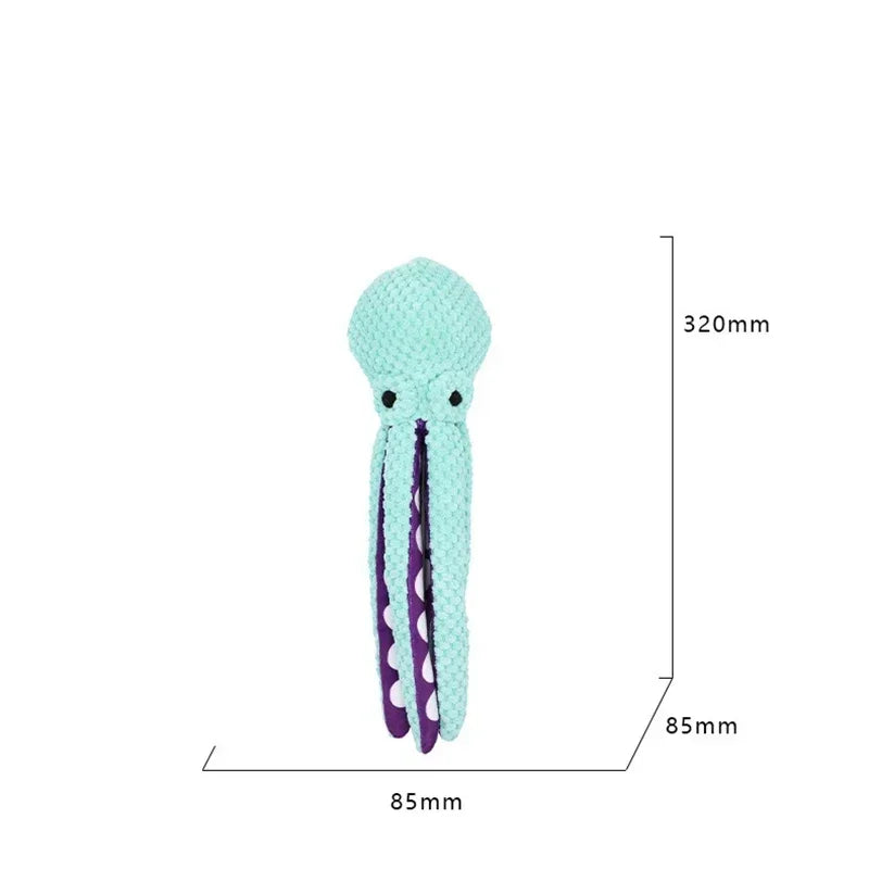 Dog Interactive Toys Sound Plush Octopus Chewing Toys Durable Stuffed Puppy Toys