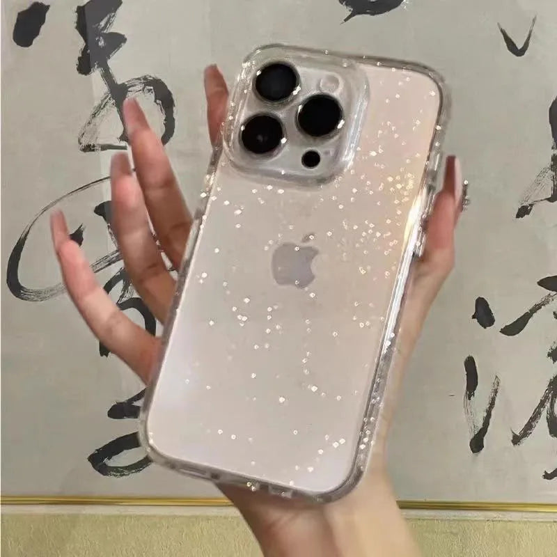 Luxury Bling Glitter Clear Phone Case for iPhone Silicone Soft Transparent Bumper Cover