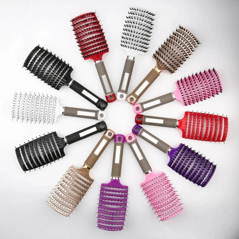 Magic Demelant Brush Bristle Nylon Massage Hairbrush Wet Curly Anti-Static Hair Brush