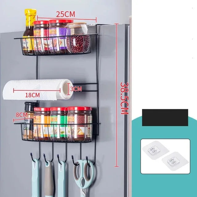 Kitchen Organizer Side Shelf Fridge Wall Hanger Storage Rack Bottle Refrigerator Shelf Spice