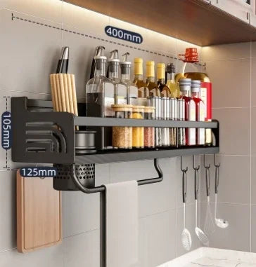 Kitchen Shelf Wall-Mounted Spice Storage Racks Kitchen Knife Holder Seasoning Shelf Organizer