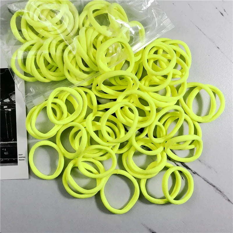 50PCS/100PCS Set Hair Bands for Women Girl Basic Rubber Ties Ropes 4cm