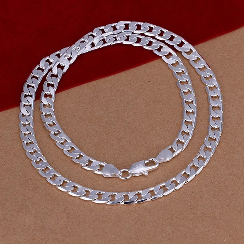 Fine 925 Sterling Silver Necklace exquisite noble luxury gorgeous charm fashion 6MM men solid