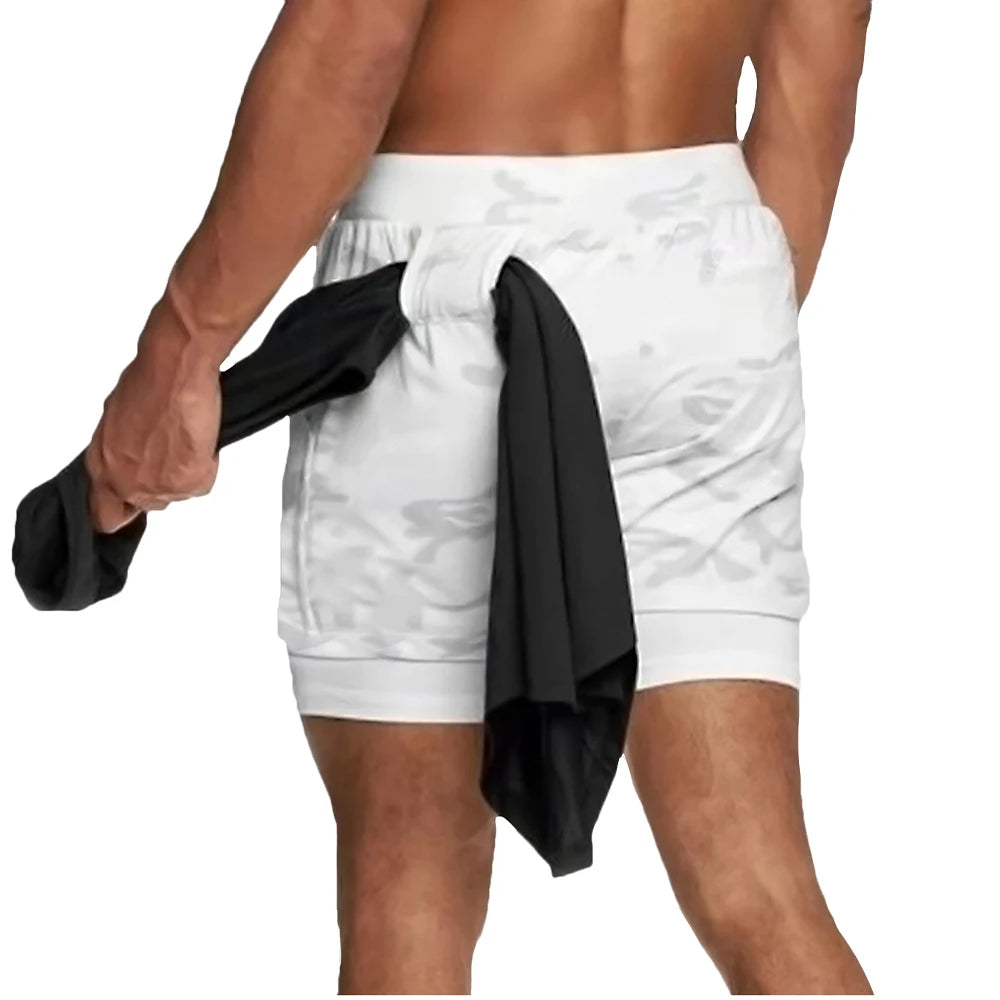 Men Running Shorts 2 In 1 Double-deck Sport Shorts Sportswear Gym Fitness Shorts