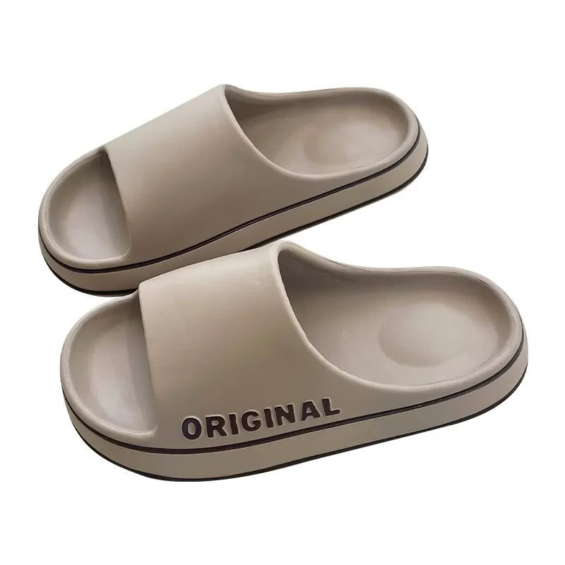 Feslishoet Women Letter Slippers Beach Slides Solid Color Mens Thick Sole