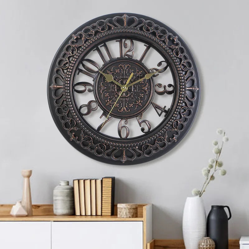 European creative 12 inch wall clock living room bedroom round wall clock clock office plastic