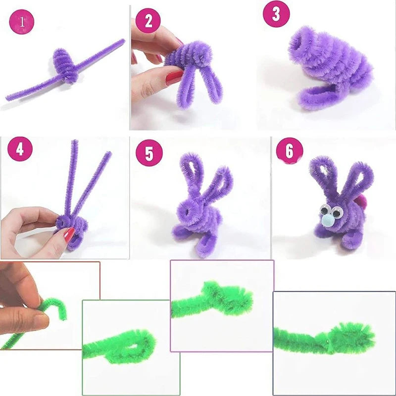 50PCS 30cm Chenille Stems Pipe Cleaners Kids Plush Educational Toy Colorful Pipe