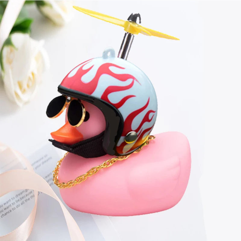 Car Duck With Helmet Broken Wind Pendant Small Yellow Duck Road Bike Motor Helmet Riding