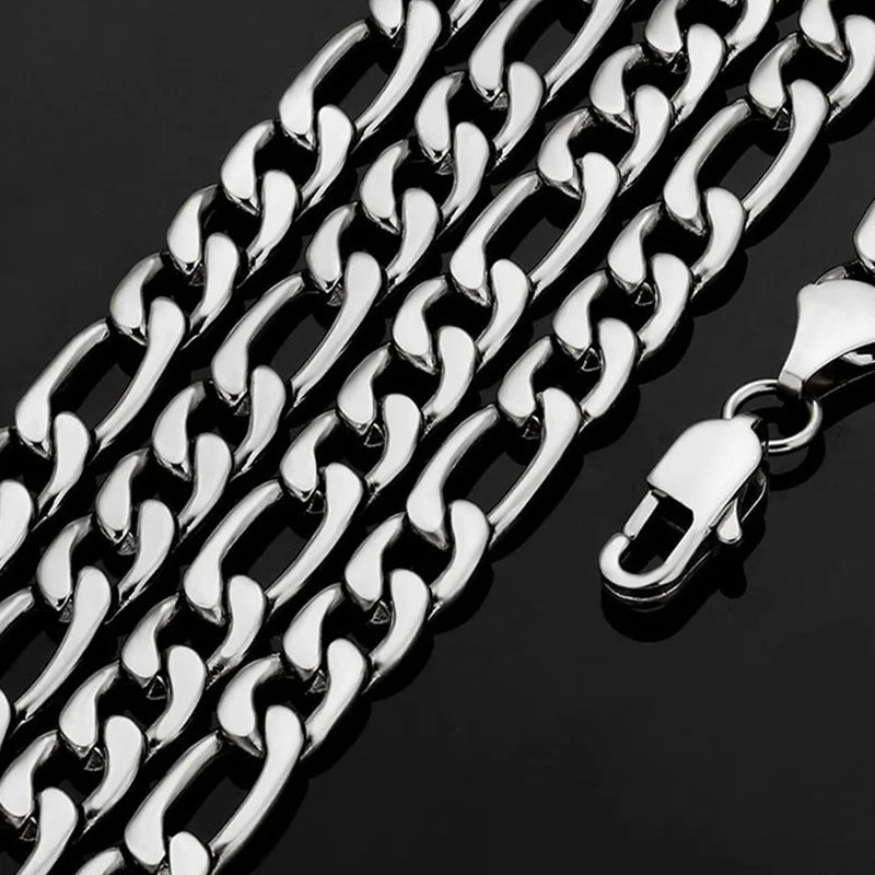 925 Sterling Silver 40-75cm Figaro Chain Necklace Men Women Fashion Simple Chain