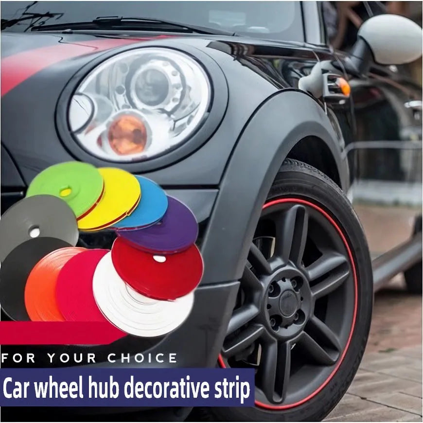 8 Meters Car Bumper Decorative Strip Red Wheel Hub Ring Moulding Trim