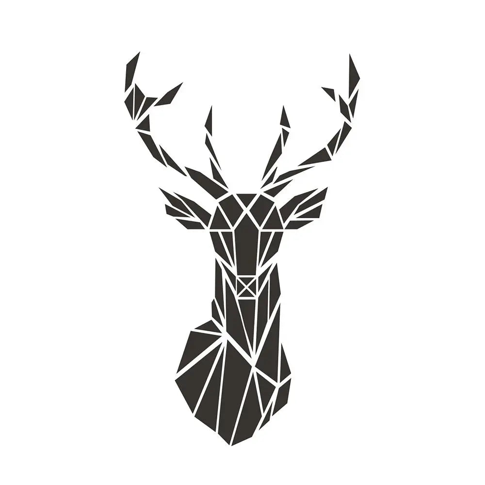 Multiple Sizes 3D Deer Head Stickers Mirror Surface Decals DIY Self-adhesive Wall Art