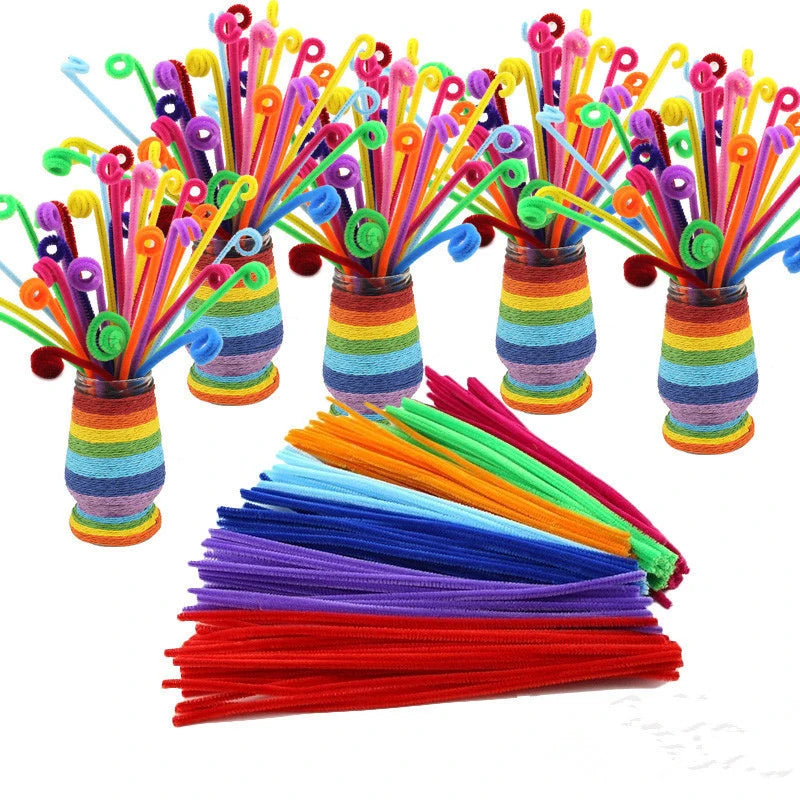 50PCS 30cm Chenille Stems Pipe Cleaners Kids Plush Educational Toy Colorful Pipe