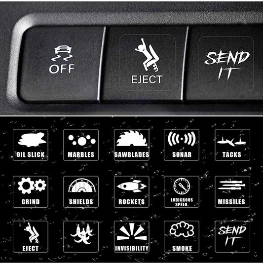 15pcs/Set Creative Car Switch Button Stickers Dashboard Console Label Decals