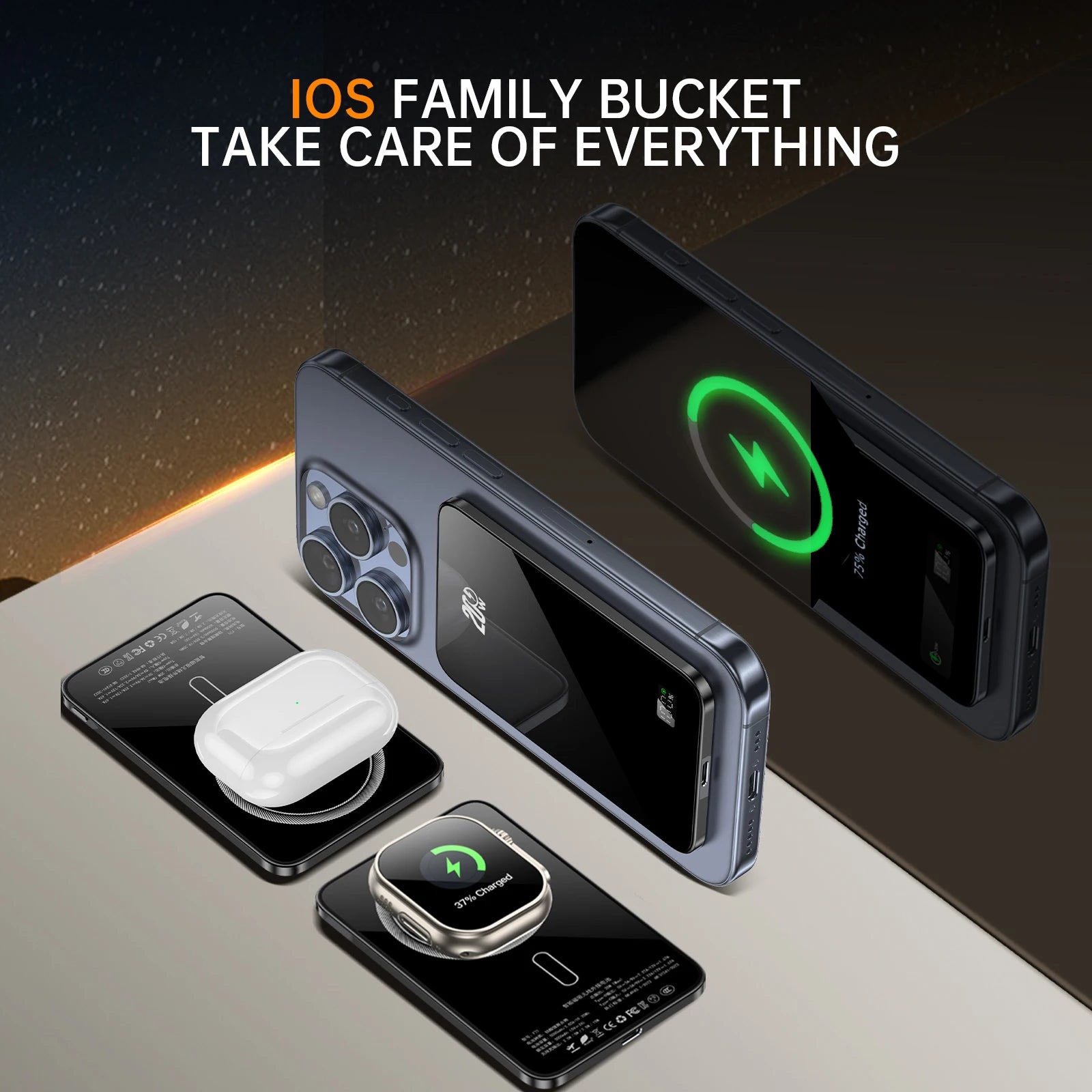New Glass Material Power banks Portable Travel Powerbank Phone Charger External battery
