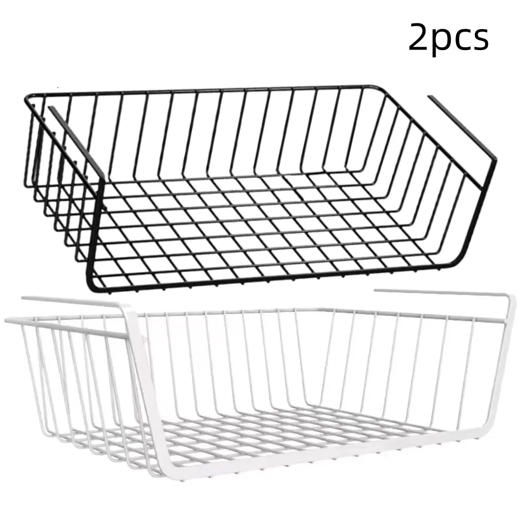 1pc White/Black Hanging Net Basket Iron Material Large Capacity Hanging Under Cabinet