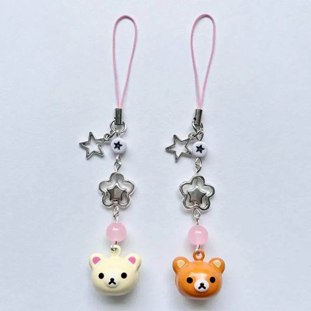 Cute Bear Pendant Matching Phone Charms Keychains Y2k Handmade Key Chain Accessories