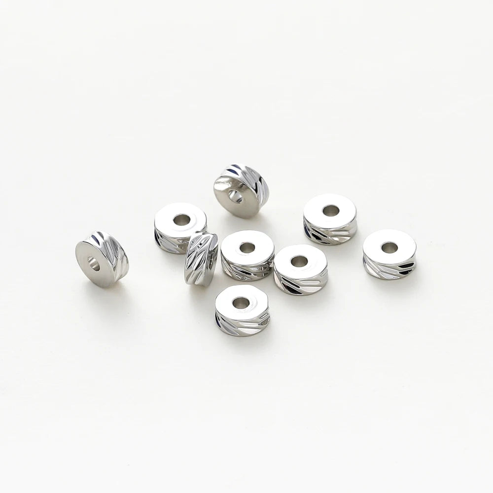 50Pcs 4/5/6mm 14K/18K Gold Plated Brass Round Diagonal-Cut Beads Flat Round Spacer Beads