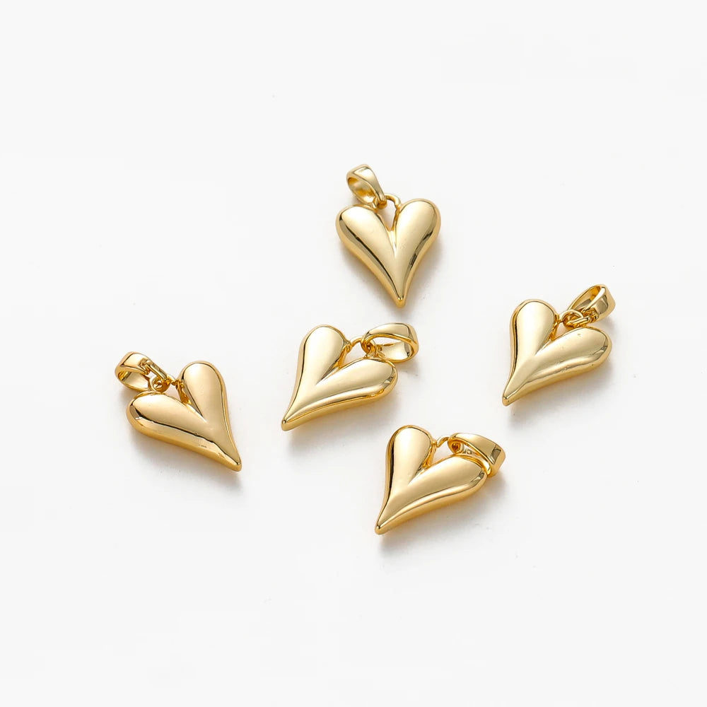 4pcs 18K Gold Plated Small Peach Heart Charms For Jewellery Making DIY Earrings