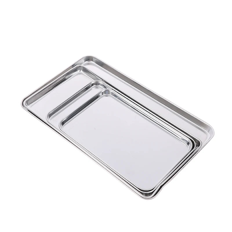1PCS Stainless Steel Tray Rectangle Plate Kitchen Medical Organizer Baking Plate