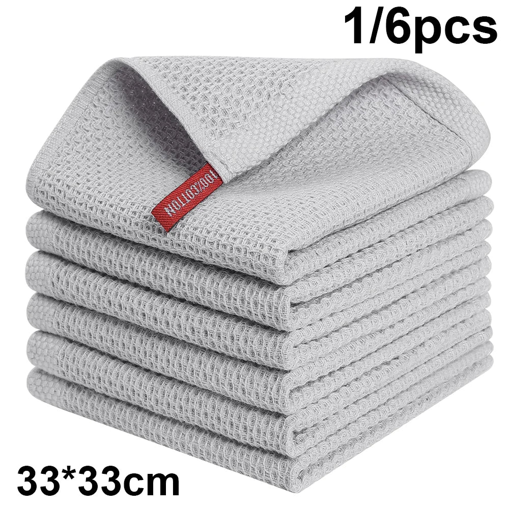 Olanly 100% Cotton Kitchen Towel Super Absorbent Dishcloth Home Cleaning Rags For Kitchen Quick
