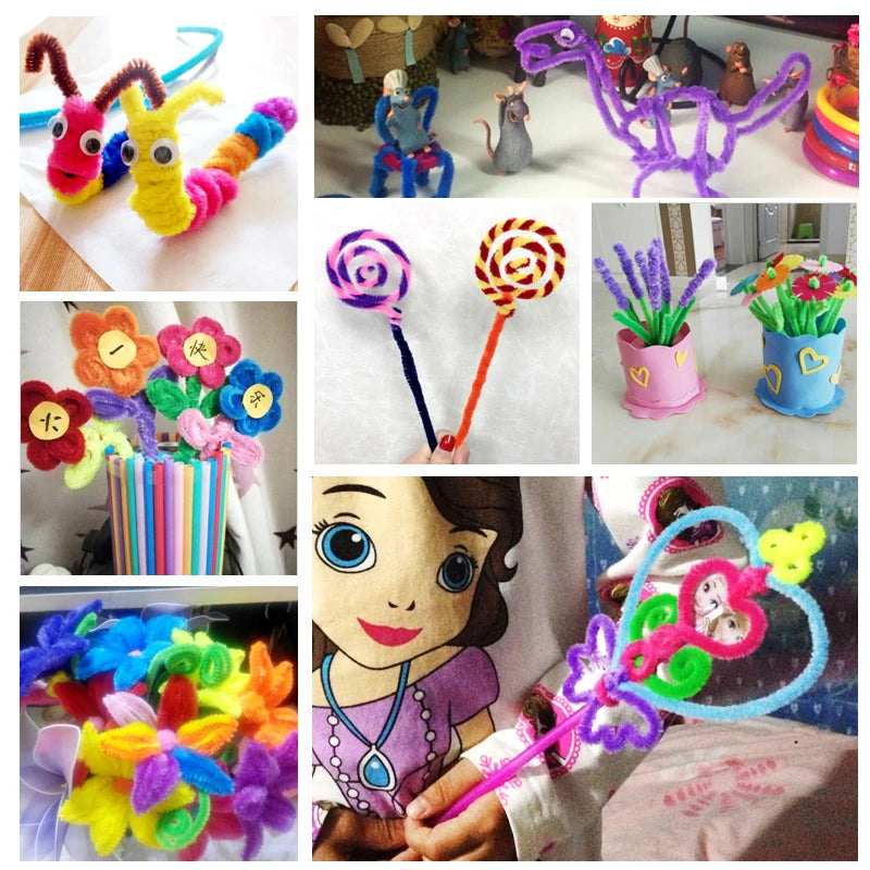 50PCS 30cm Chenille Stems Pipe Cleaners Kids Plush Educational Toy Colorful Pipe