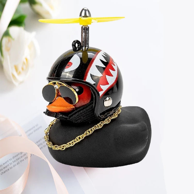 Car Duck With Helmet Broken Wind Pendant Small Yellow Duck Road Bike Motor Helmet Riding