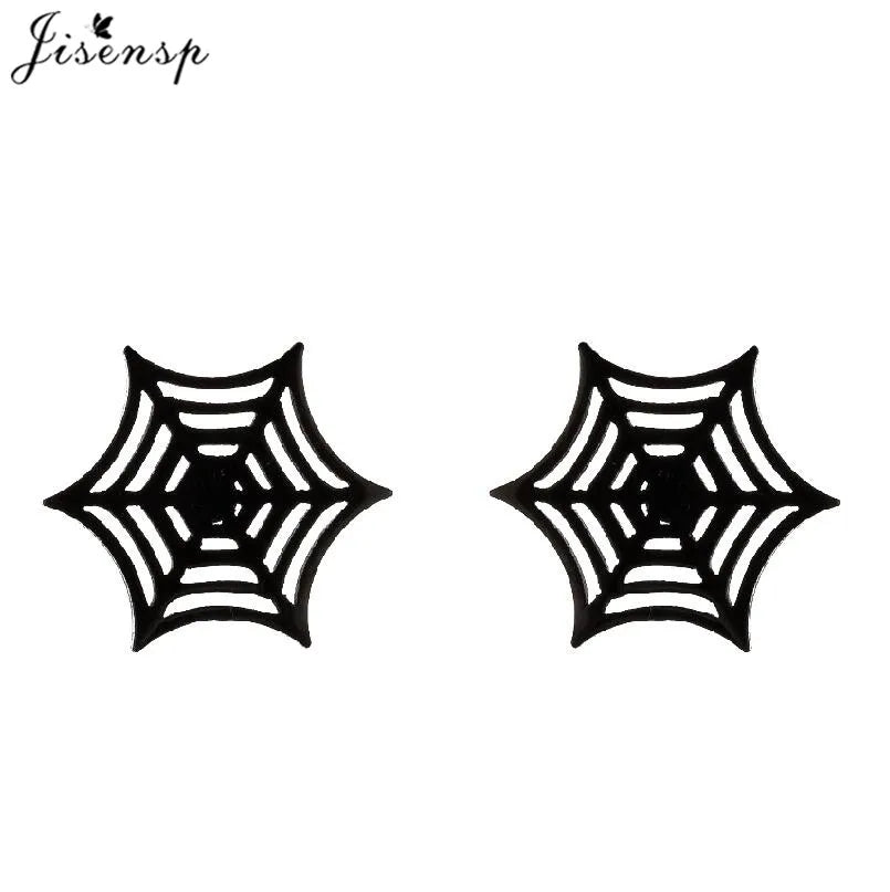 Hiphop Punk Spider Earings Fashion Women Jewelry Small Spider Web Stud Earrings Men