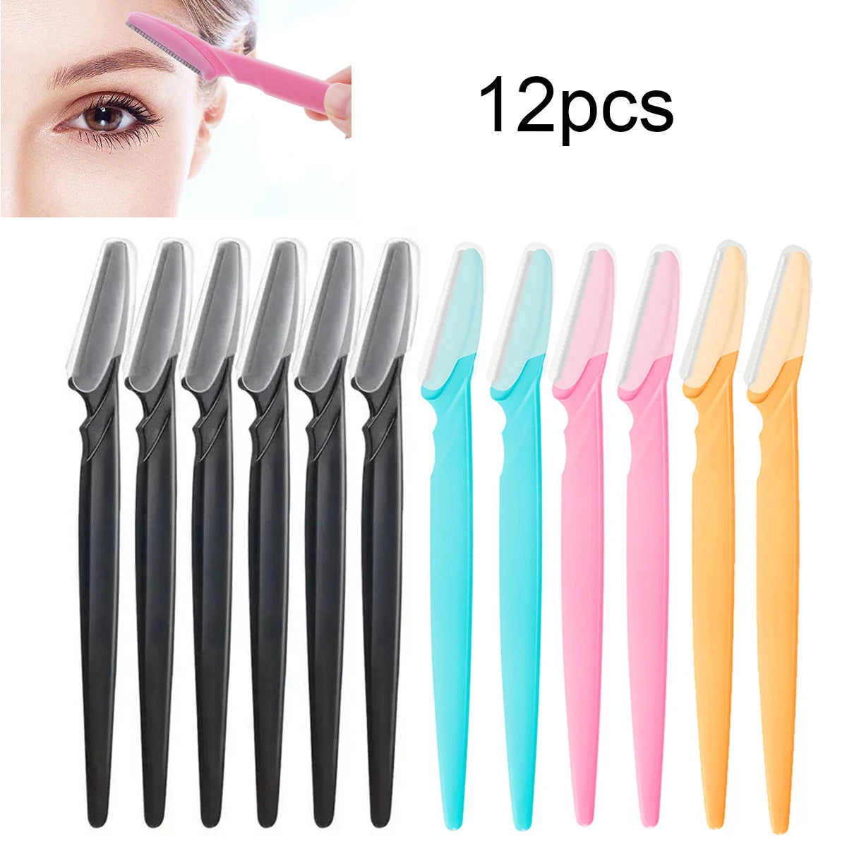 12 Pcs Mix Color Eyebrow Razor Women Face And Body Safe Trimmer Hair Shaver Eye Brow