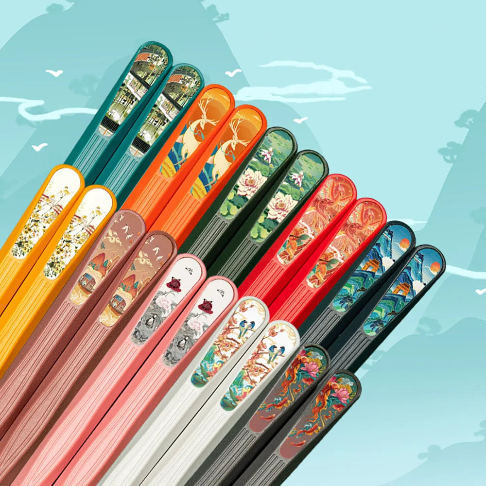 Colourful 5/10Pairs Chopsticks for Non-Slip Food Sticks Chop Sticks Reusable