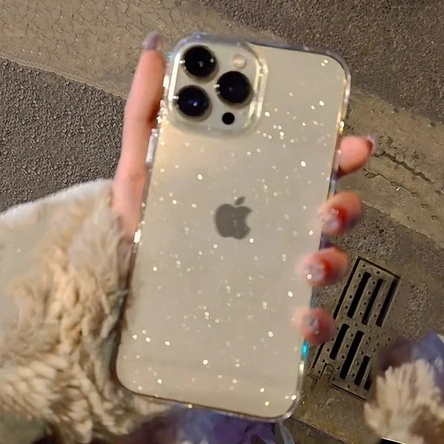 Luxury Bling Glitter Clear Phone Case For iPhone Shockproof Transparent Soft Cover