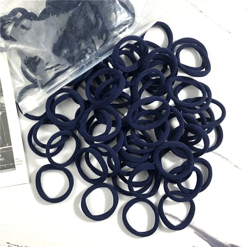 50PCS/100PCS Set Hair Bands for Women Girl Basic Rubber Ties Ropes 4cm