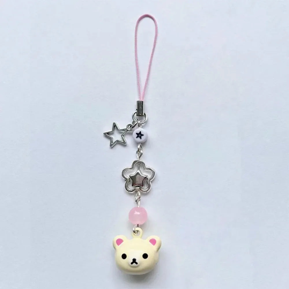 Cute Bear Pendant Matching Phone Charms Keychains Y2k Handmade Key Chain Accessories