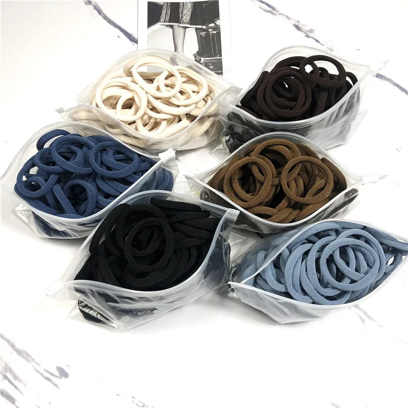 50PCS/100PCS Set Hair Bands for Women Girl Basic Rubber Ties Ropes 4cm