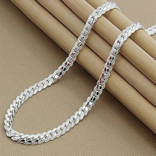 KCRLP 925 Sterling Silver 6mm Side Chain 8/18/20/22/24 Inch Necklace For Woman Men Fashion