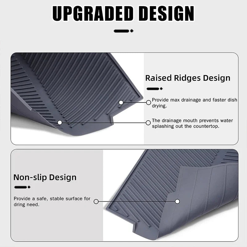 Silicone Dish Drying Mat Kitchen Silicone Drain Pad Bowl Dish Cup Dry Storage Rack 51 x 41cm