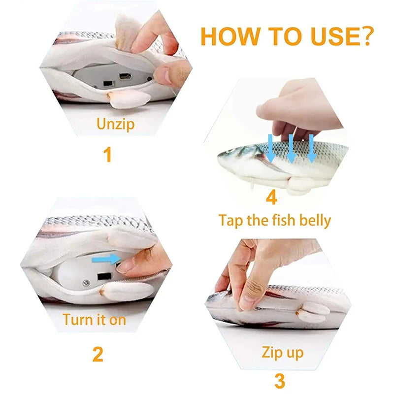 Pet Cat Pet Dog Soft Plush Toy USB Charging Simulation Fish Interactive Training Grinding