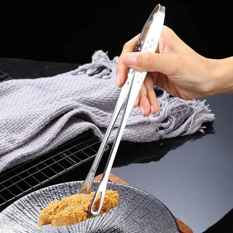 24CM/28CM Stainless Steel Food Tongs Long Handle Non-Slip Barbecue Tongs