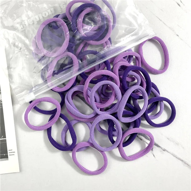 50PCS/100PCS Set Hair Bands for Women Girl Basic Rubber Ties Ropes 4cm
