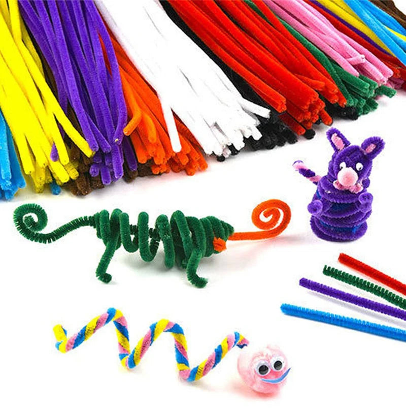 50PCS 30cm Chenille Stems Pipe Cleaners Kids Plush Educational Toy Colorful Pipe