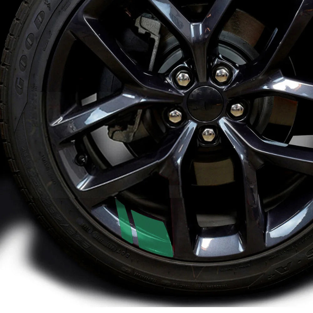 6Pcs Car Sticker Reflective Wheel Hub Decals Resistant Cover Exterior Accessory Car Decor