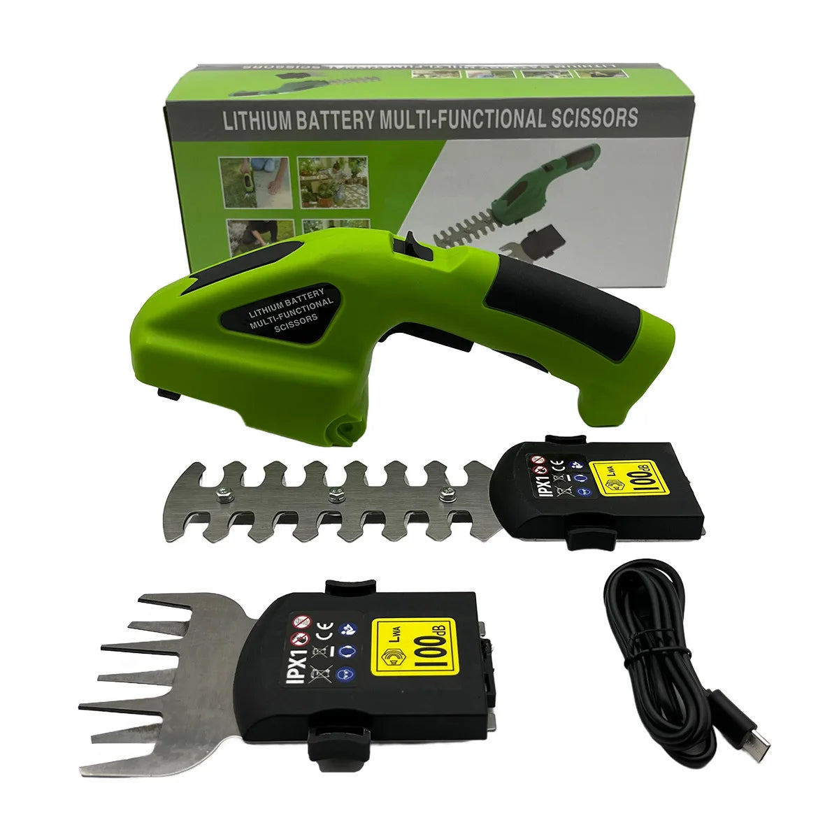 2 In 1 Cordless Electric Hedge Trimmer Rechargeable Handheld Household Lawn Shrub Weeding