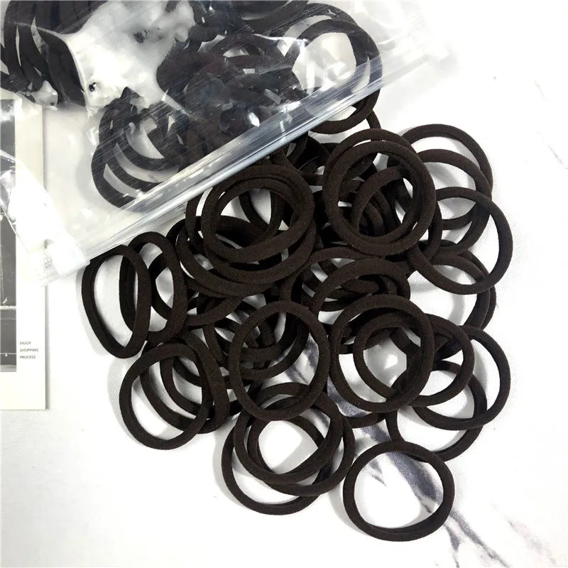 50PCS/100PCS Set Hair Bands for Women Girl Basic Rubber Ties Ropes 4cm
