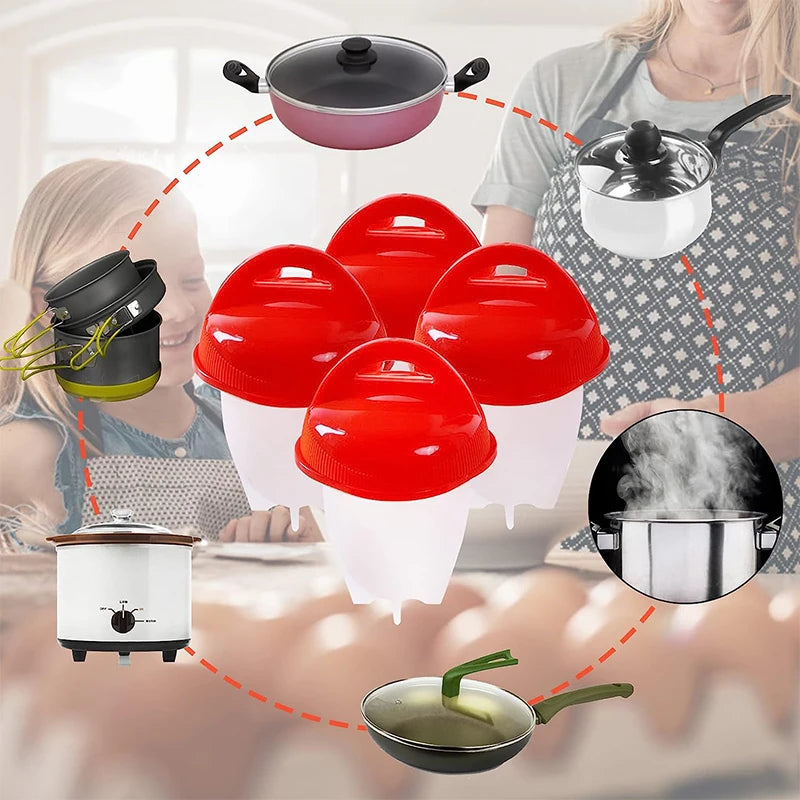 6PCS Egg Cooking Tool Non Stick Silicone Steaming Egg Cup Boiled In Water Egg Cup