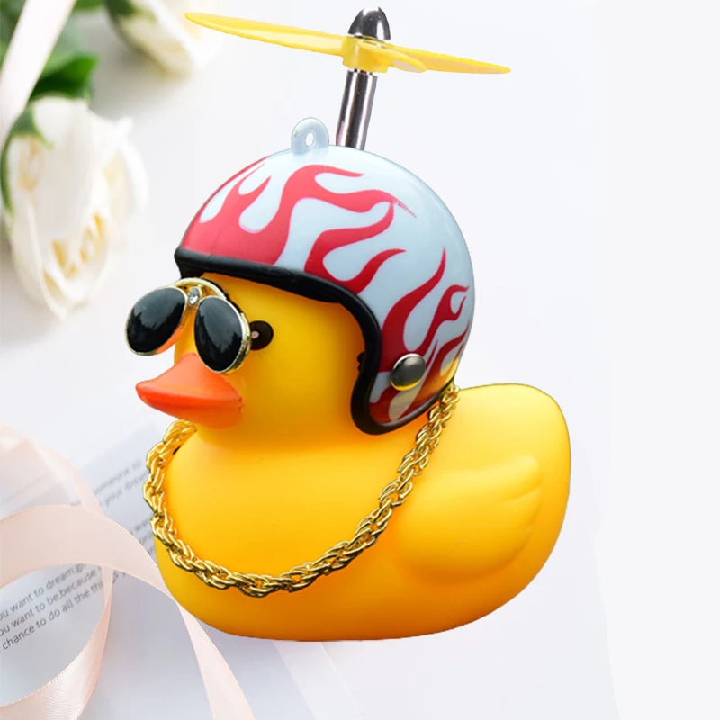 Car Duck With Helmet Broken Wind Pendant Small Yellow Duck Road Bike Motor Helmet Riding